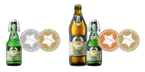 European Beer Star Silber-Medaille und Gold-Medaille Ketterer Zwickel-Pils und Gold-Medaille 2022 für das Ketterer Pils